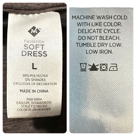 Women's | Members Mark | Plum Heather Soft Stretch Pullover Drawstring Dress - L - Picture 7 of 7